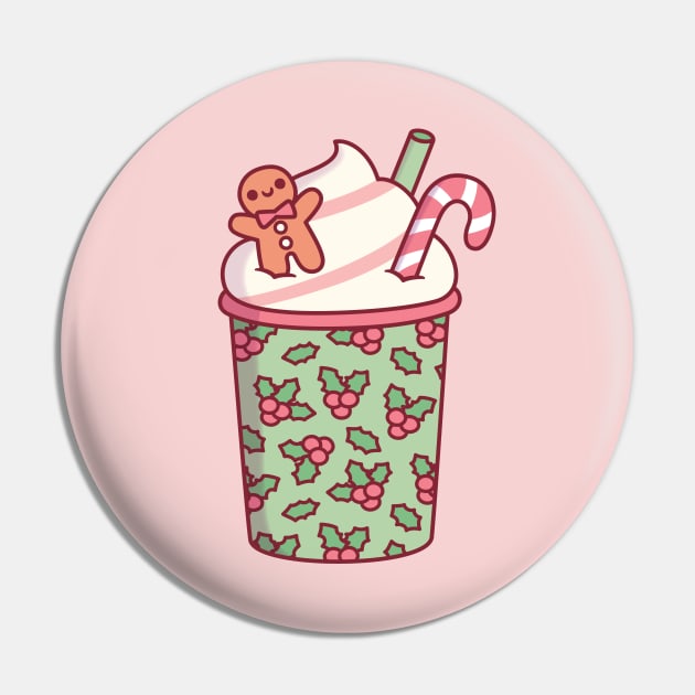 Cute Christmas Coffee Drink Gingerbread Man And Candy Cane Pin by rustydoodle