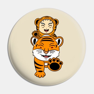 Funny tiger kid cosplay Pin