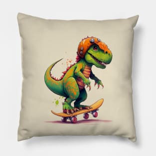 Skateboarding Dinosaur Pillow