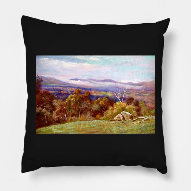 Trawool Valley Landscape Pillow by Lyndarob