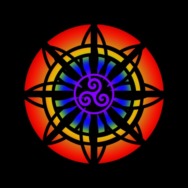 Celtic Flower Interlaced Rainbow Spiral by Celtic Morrigan