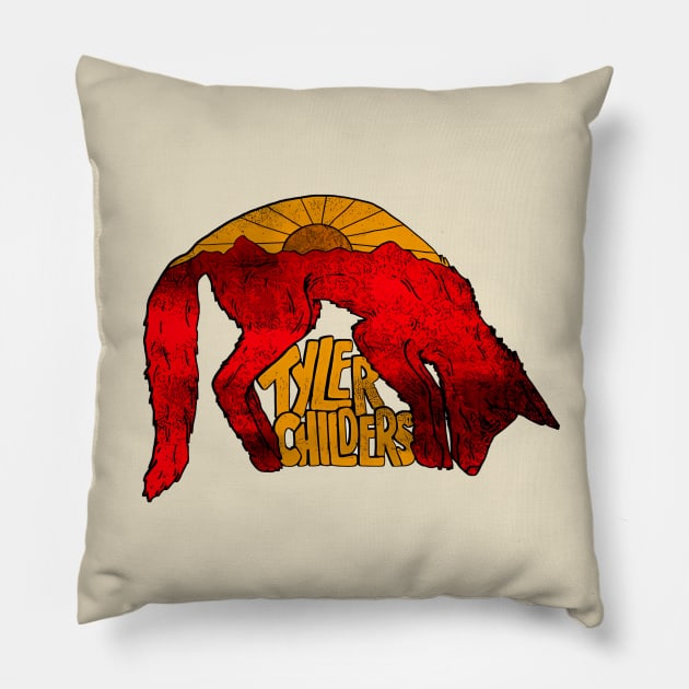 Wolf red folk Pillow by Zackstrom Studio