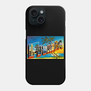 Greetings from Florida. This digitally restored 1930's era vintage postcard is perfect gift for the Florida FL lover and features many historic landmarks Phone Case