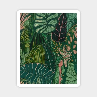 Tropical Jungle Monstera Leaves Pattern Magnet