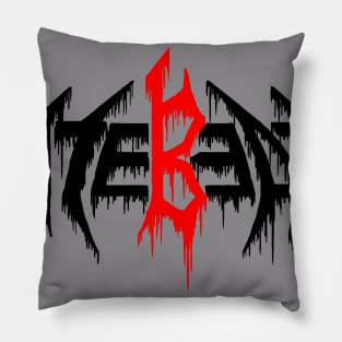 Nate Beaty Death Metal Logo Black and Red Pillow