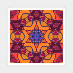 Cartoon Mandala Flower Orange Purple and Blue Magnet