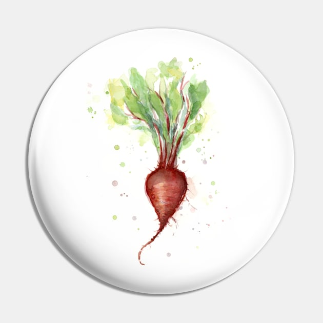 Red Beet Watercolor Pin by Olechka