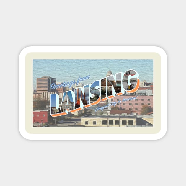 Postcard Greetings from Lansing, Michigan! Magnet by sadsquatch