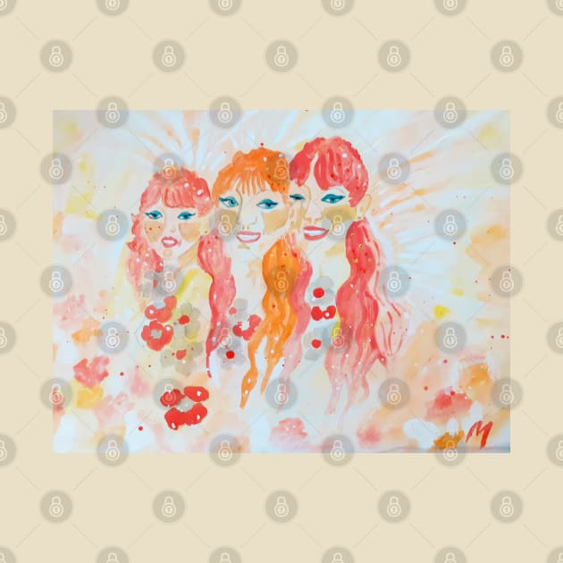 Drawing of Three Cute Fairies With Beautiful Hairs by Maltez