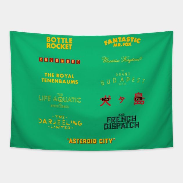 Wes Anderson Films Tapestry by AquaMockingbird