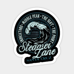 Steamer Lane Retro Wave Circle - Beach Gift Magnet