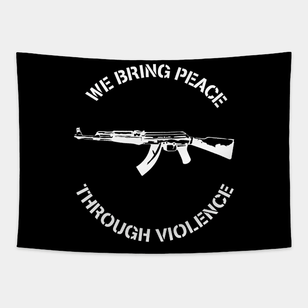 Peace through Violence - Black Tapestry by Vortexspace