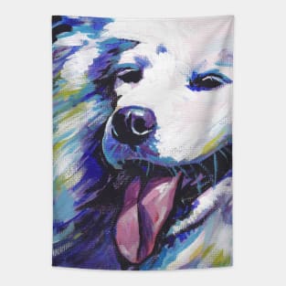 Samoyed dog art Bright colorful pop art Tapestry