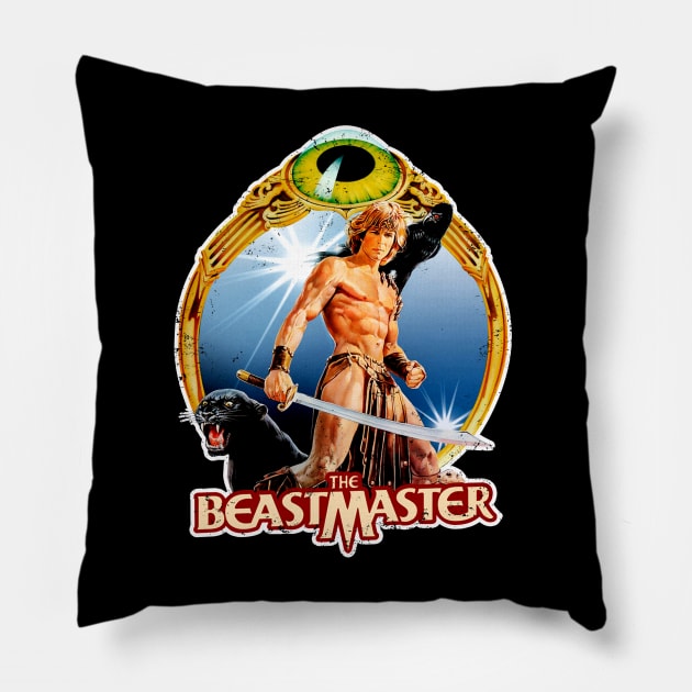 The Beastmaster (Black Print) Pillow by Miskatonic Designs