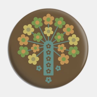 COW PARSLEY Retro Seventies 1970s Floral Botanical Pattern in Vintage Earthy Brown Teal Green Citron Tan Pin