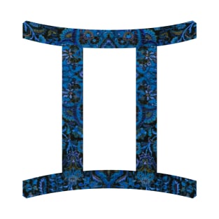 Blue Paisley Gemini Zodiac Sign T-Shirt