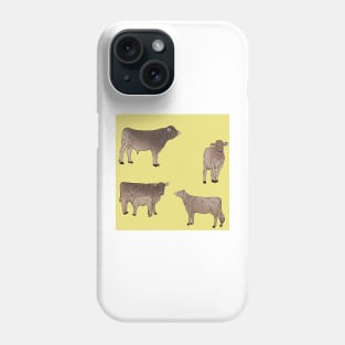 Brown Swiss Cows Pattern Yellow Phone Case