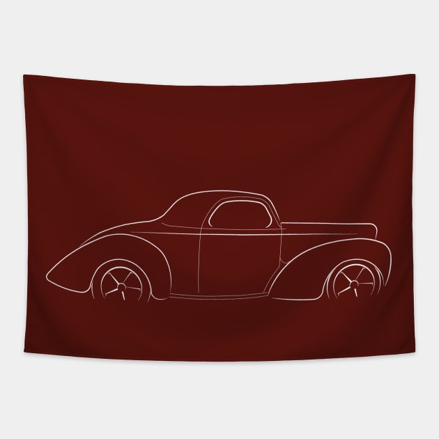 1941 Willys Coupe - profile stencil, white Tapestry by mal_photography