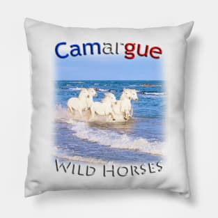 Camargue Horses running free Pillow