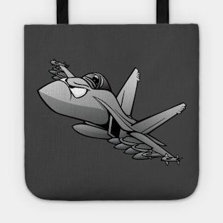 Military Fighter Attack Jet Airplane Cartoon Tote