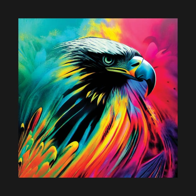 Bald Eagle in Striking Rainbow Colours by Geminiartstudio