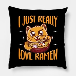 Cute & Funny I Just Really Love Ramen Anime Cat Pillow