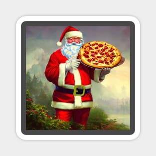 Santa loves pizza Magnet