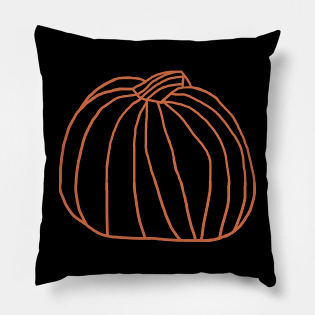 One Big Harvest Pumpkin Minimal Line Drawing Pillow by ellenhenryart