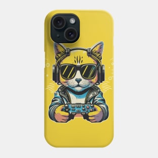 cool retro gamer cat gaming and video games lovers gift Phone Case