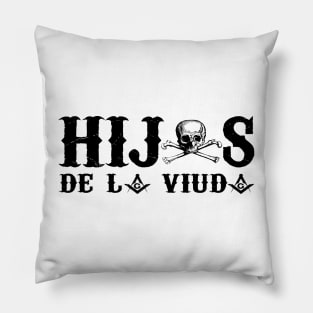 Hijos de la Viuda, grafica masonica con cranio, escuadra y compas para para masones con estilo Pillow