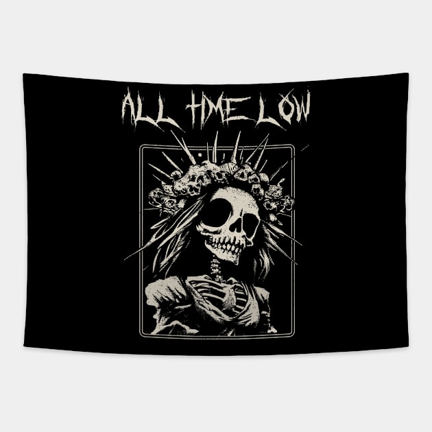 all time low bridge skull Tapestry by hex pixel