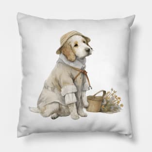 Puppy dog in outfit Pillow