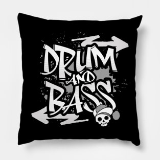 DRUM AND BASS  - Graffiti Skull (grey) Pillow