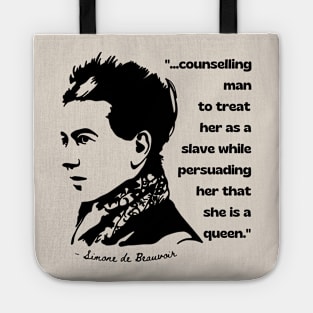 Simone de Beauvoir Portrait and Quote Tote