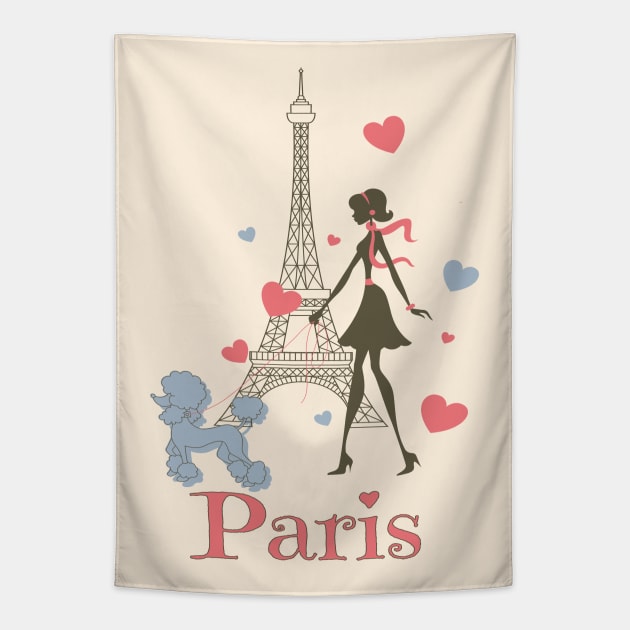 Girl in Paris Tapestry by AlondraHanley