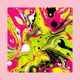 Lime Green and Magenta Flow Art T-Shirt