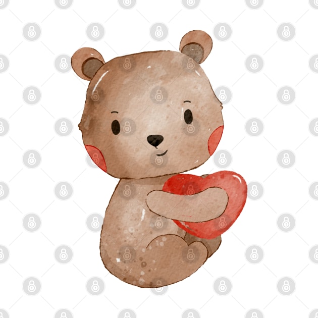 Cute Valentines Day Teddy Bear by MutchiDesign