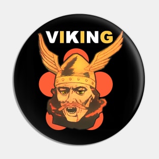 Viking warrior with winged helmet and mustache Pin