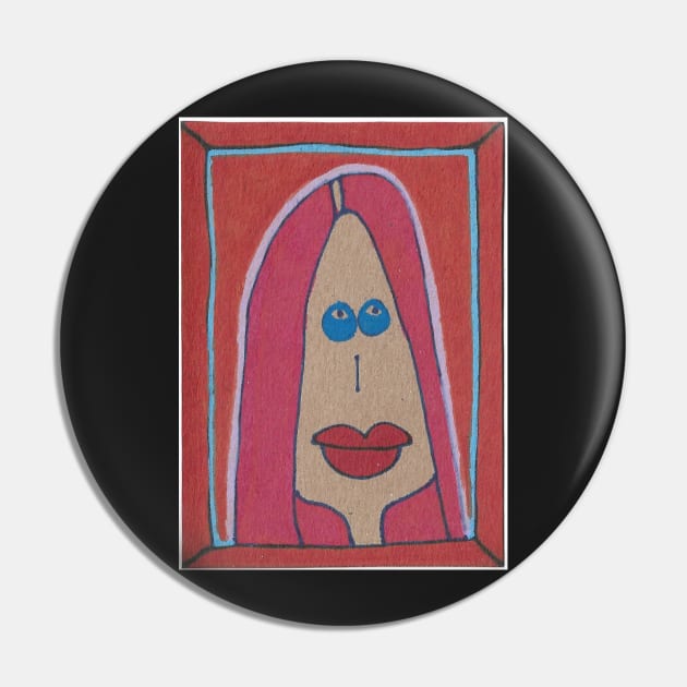 Redhead on Red Background Pin by JaySnellingArt