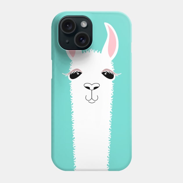 LLAMA ALPACA PORTRAIT ON BLUE Phone Case by JeanGregoryEvans1