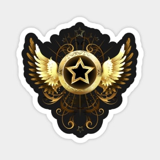 Star with golden wings ( Steampunk wings ) Magnet