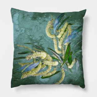Abstract wattle in blue and green Pillow