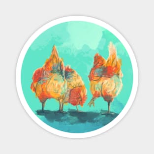 The Three Hens, Chicken Illustration Magnet