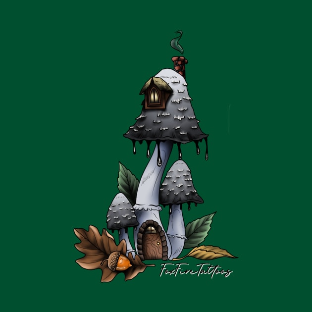 Inkcap Mushroom House by FoxFireTattoos