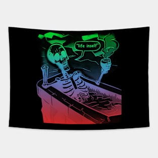 Skeleton in bathtub Tapestry