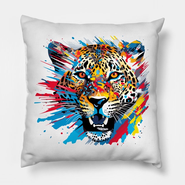 Panther Animal Freedom World Wildlife Wonder Abstract Pillow by Cubebox