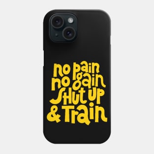 No Pain, No Gain - Gym Workout & Fitness Motivation Typography (Yellow) Phone Case