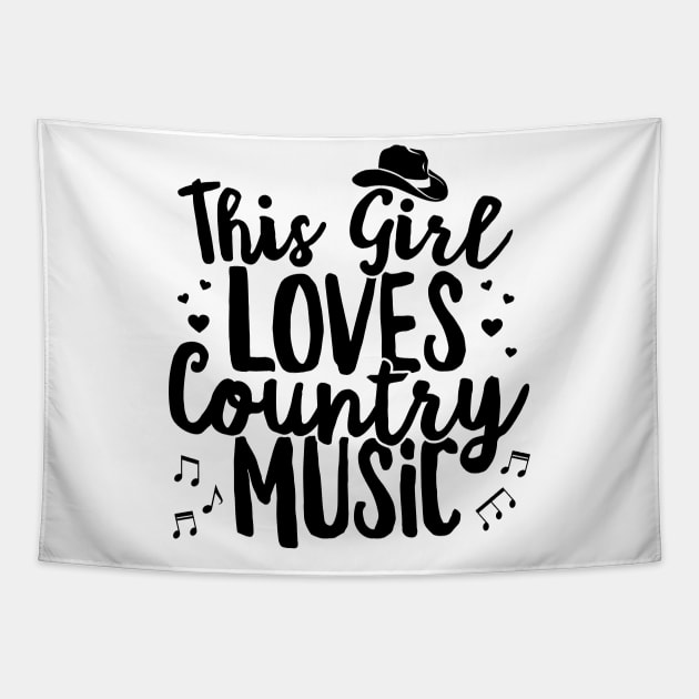 This Girl Loves Country Music Lover Western Hat Musician design Tapestry by theodoros20