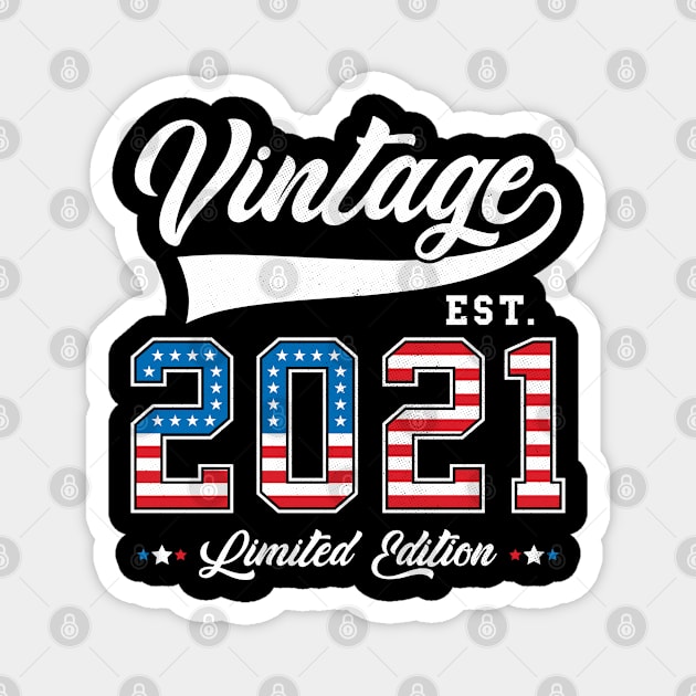 2nd Birthday Patriotic Vintage 2021 USA Flag 4th of July Magnet by BramCrye