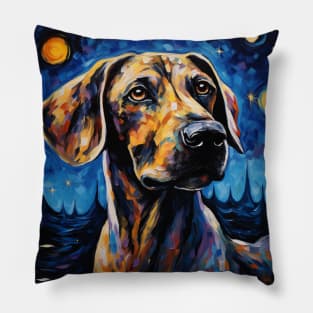 Plott hound Painted in Starry Night style Pillow